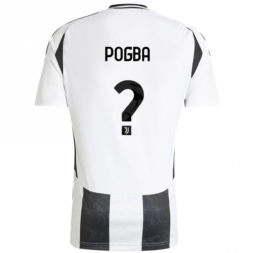 Gyermek Labdarúgás Paul Pogba #0 Fehér Fekete Hazai Jersey 2024/25 Mez Póló Ing