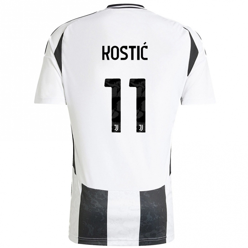 Gyermek Labdarúgás Filip Kostic #11 Fehér Fekete Hazai Jersey 2024/25 Mez Póló Ing