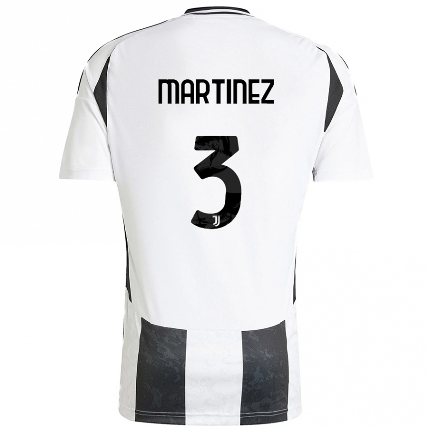 Gyermek Labdarúgás Bruno Martinez #3 Fehér Fekete Hazai Jersey 2024/25 Mez Póló Ing