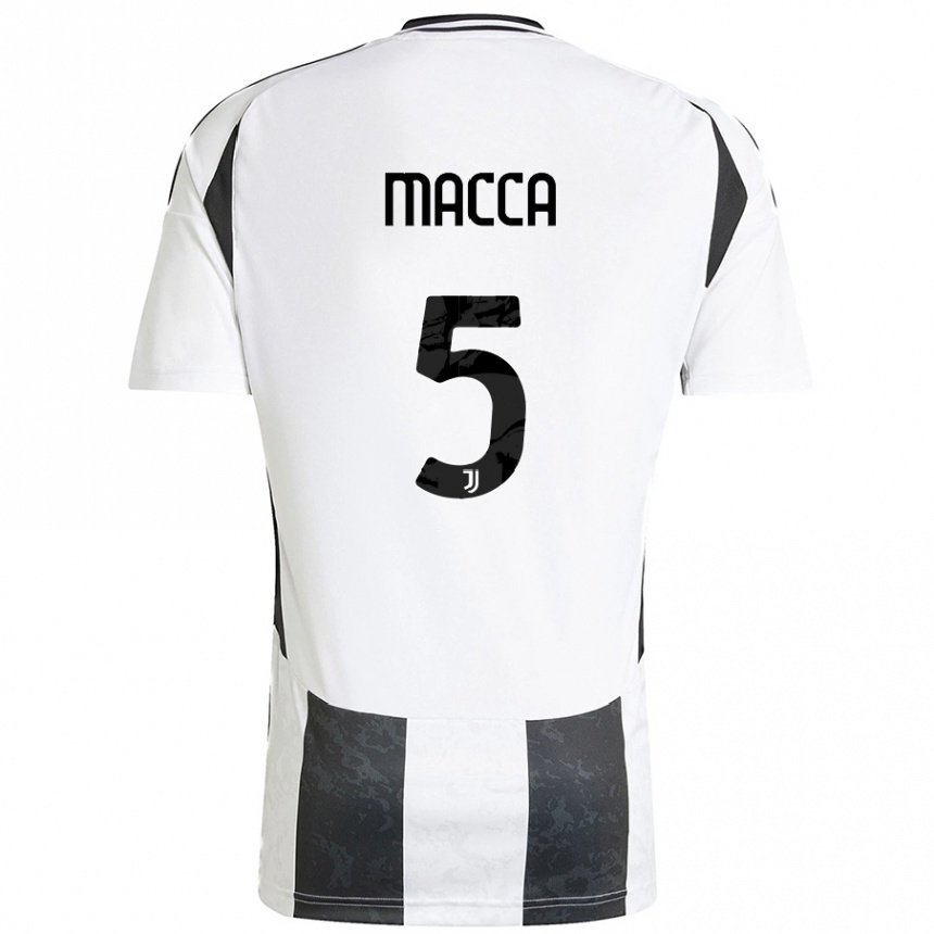 Gyermek Labdarúgás Federico Macca #5 Fehér Fekete Hazai Jersey 2024/25 Mez Póló Ing