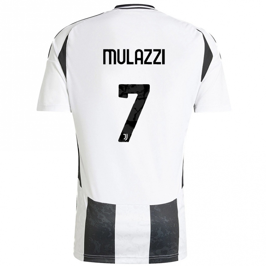 Gyermek Labdarúgás Gabriele Mulazzi #7 Fehér Fekete Hazai Jersey 2024/25 Mez Póló Ing