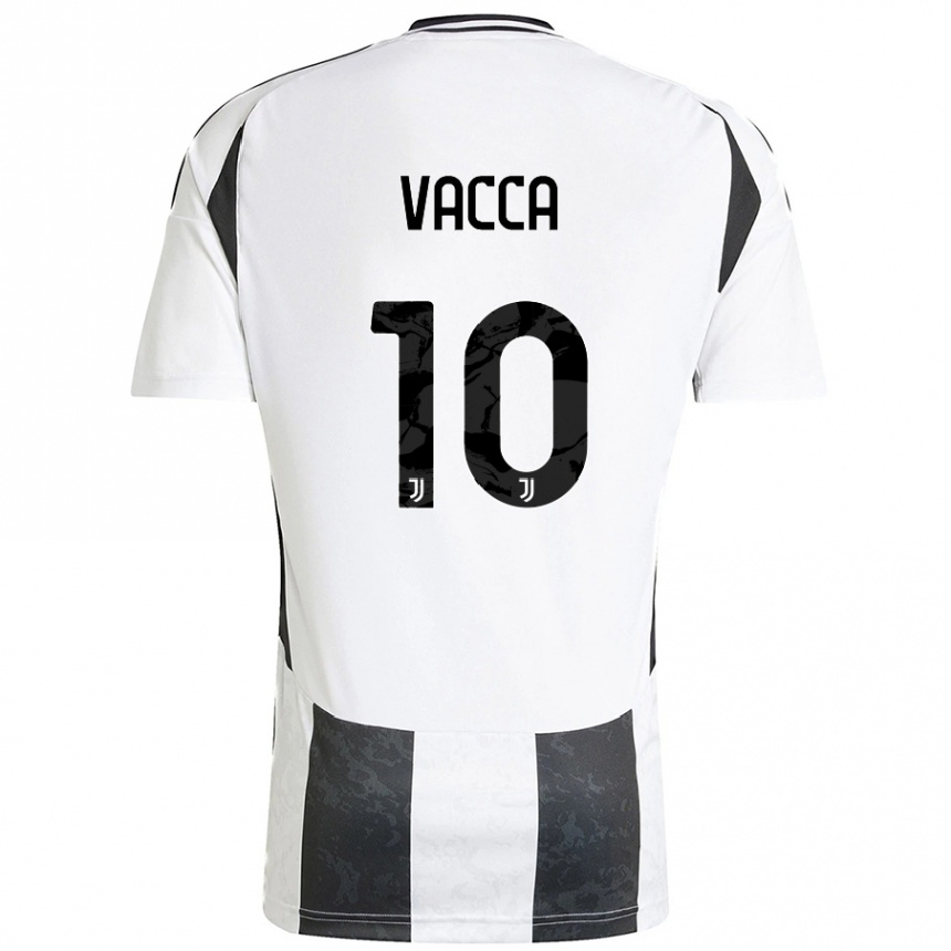 Gyermek Labdarúgás Alessio Vacca #10 Fehér Fekete Hazai Jersey 2024/25 Mez Póló Ing