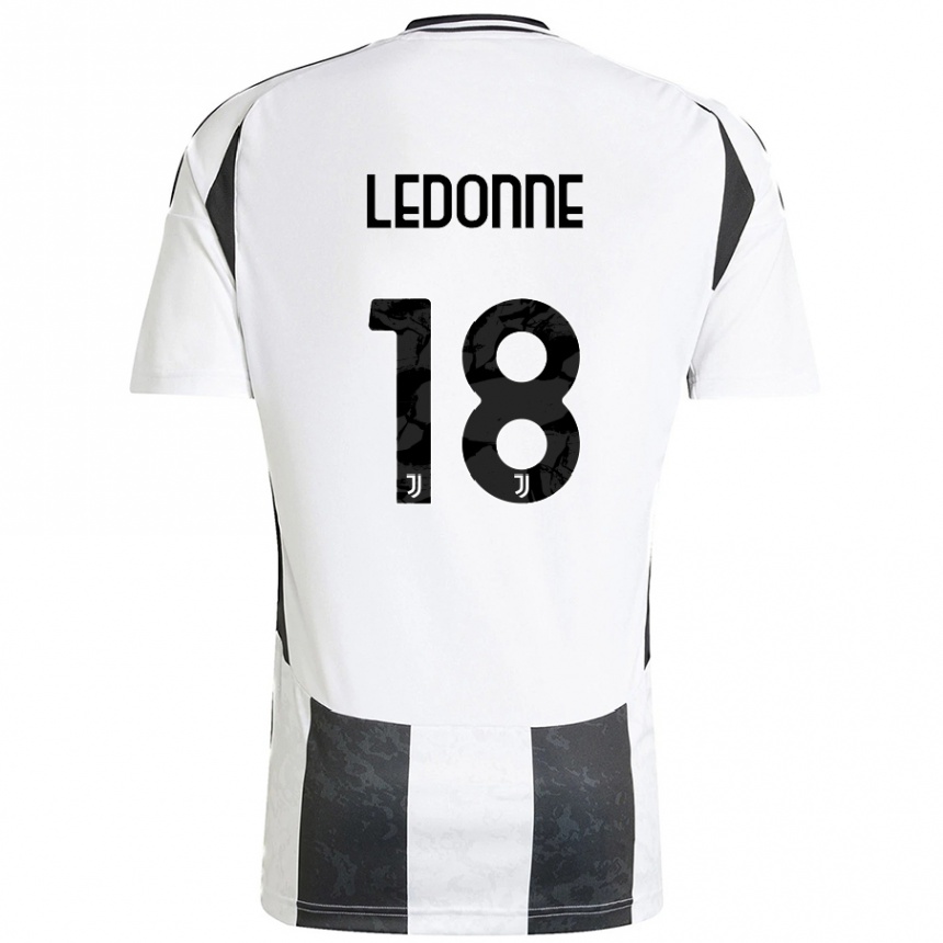 Gyermek Labdarúgás Nicolò Ledonne #18 Fehér Fekete Hazai Jersey 2024/25 Mez Póló Ing