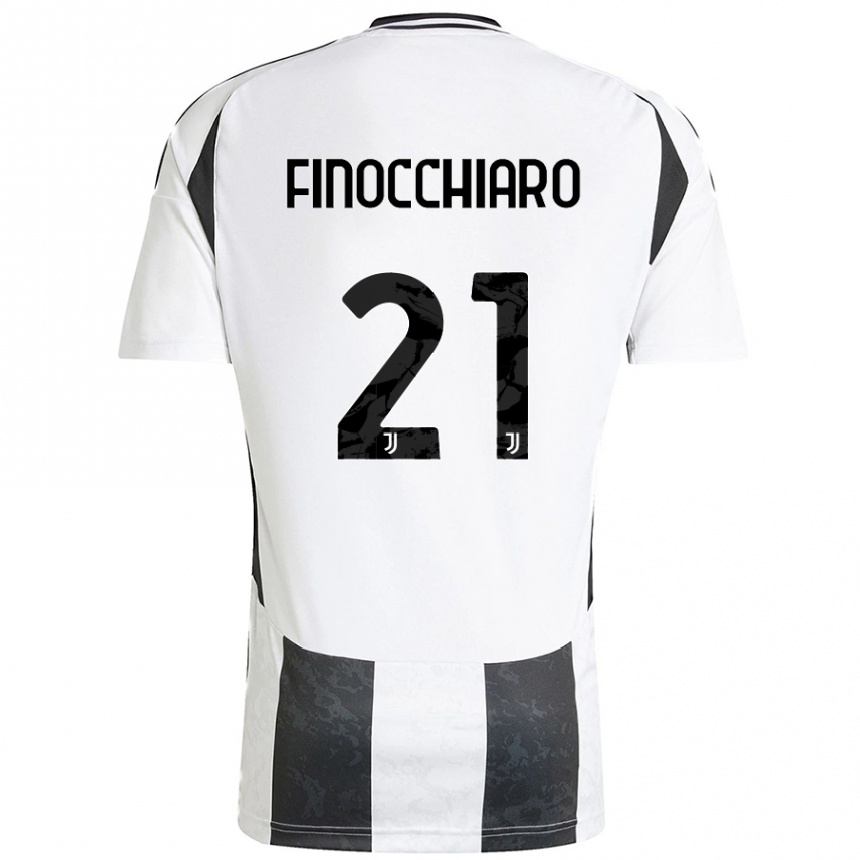 Gyermek Labdarúgás Gabriele Finocchiaro #21 Fehér Fekete Hazai Jersey 2024/25 Mez Póló Ing