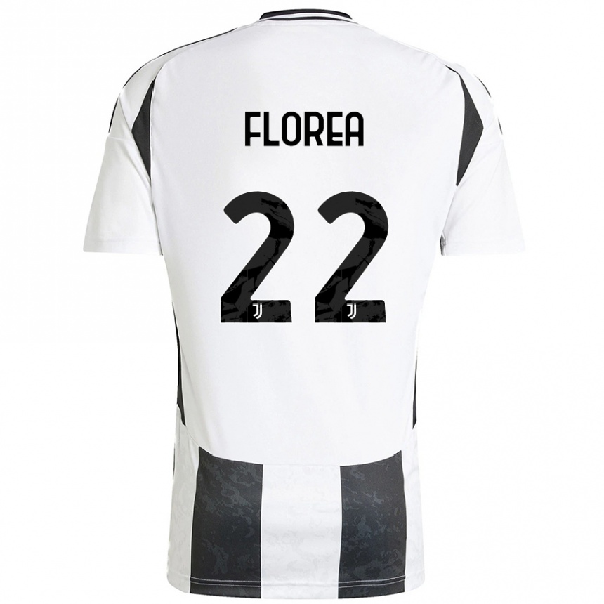 Gyermek Labdarúgás Andrei Florea #22 Fehér Fekete Hazai Jersey 2024/25 Mez Póló Ing