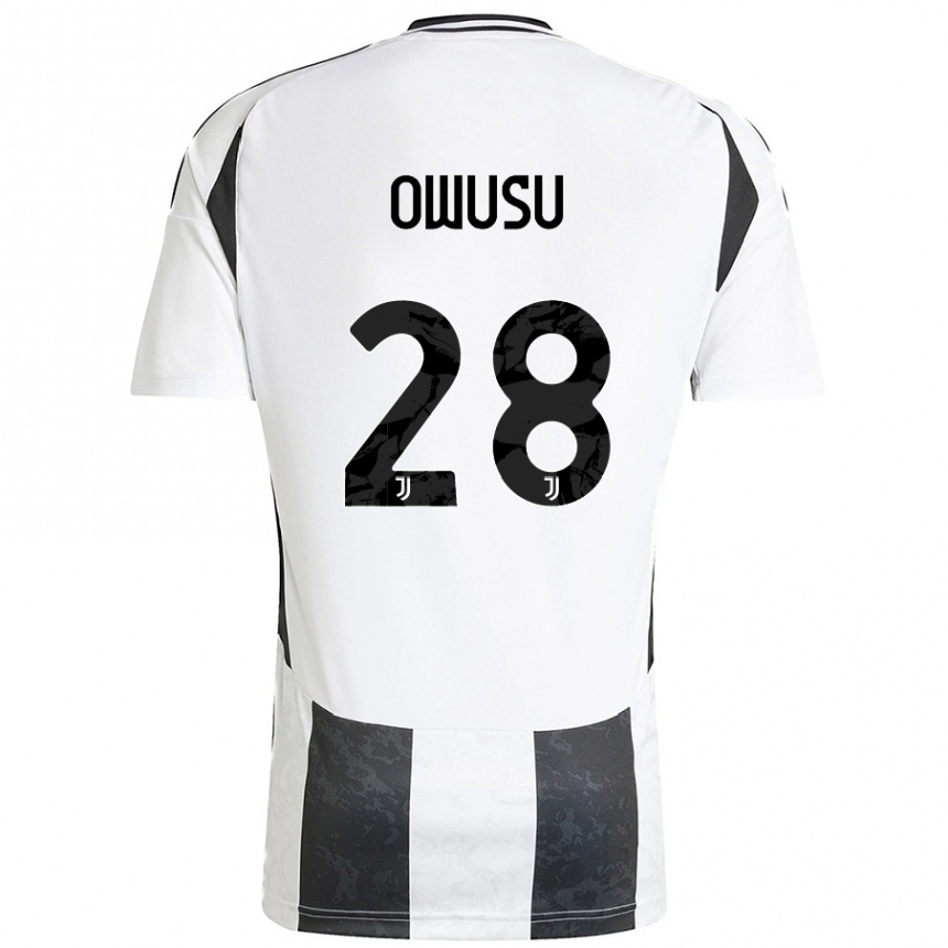 Gyermek Labdarúgás Augusto Owusu #28 Fehér Fekete Hazai Jersey 2024/25 Mez Póló Ing