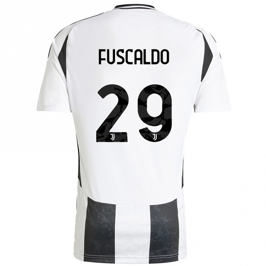 Gyermek Labdarúgás Matteo Fuscaldo #29 Fehér Fekete Hazai Jersey 2024/25 Mez Póló Ing