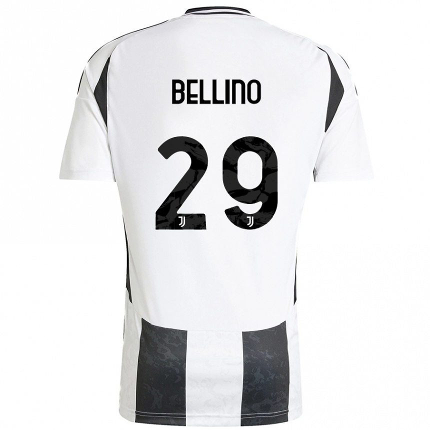 Gyermek Labdarúgás Filippo Bellino #29 Fehér Fekete Hazai Jersey 2024/25 Mez Póló Ing