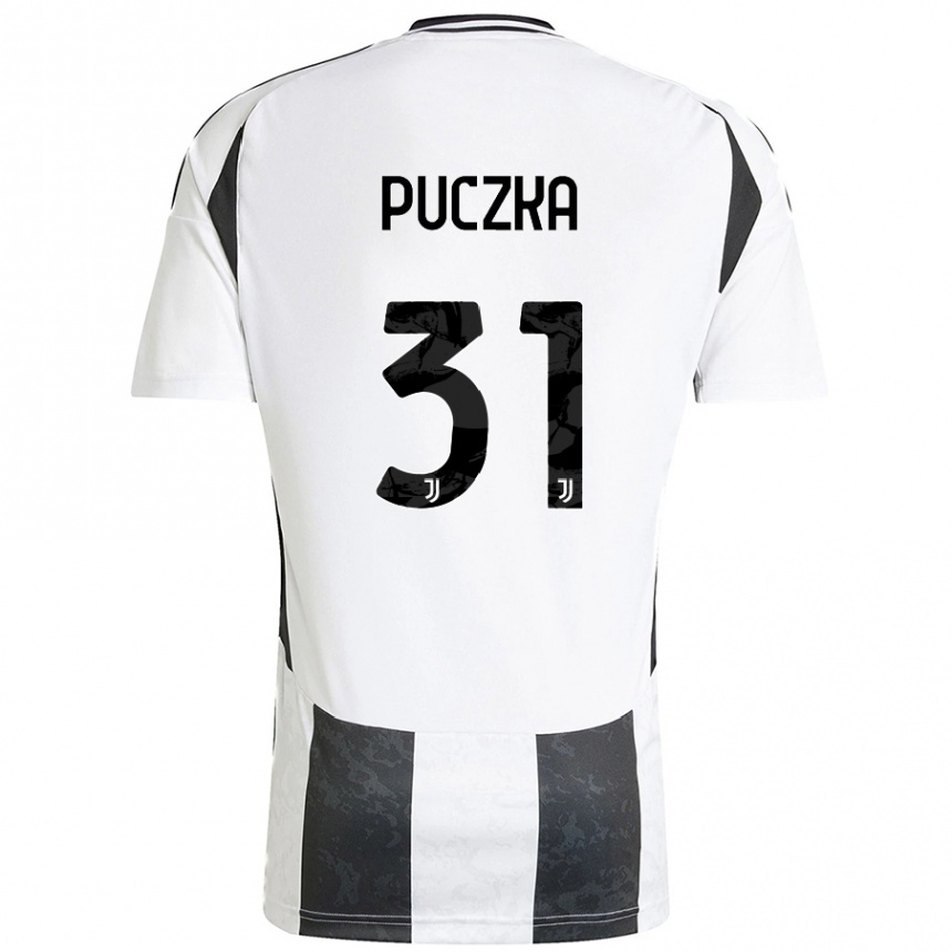 Gyermek Labdarúgás David Puczka #31 Fehér Fekete Hazai Jersey 2024/25 Mez Póló Ing