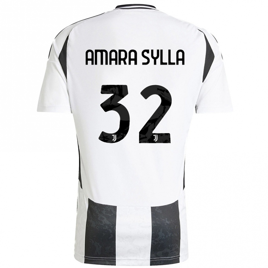 Gyermek Labdarúgás Idris Amara Sylla #32 Fehér Fekete Hazai Jersey 2024/25 Mez Póló Ing