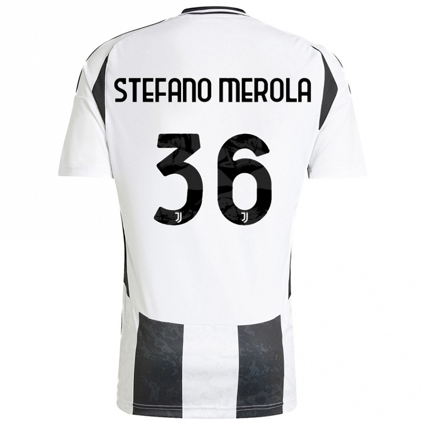 Gyermek Labdarúgás Antonio Stefano Merola #36 Fehér Fekete Hazai Jersey 2024/25 Mez Póló Ing