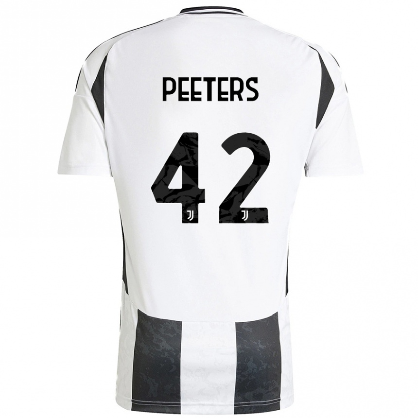 Gyermek Labdarúgás Daouda Peeters #42 Fehér Fekete Hazai Jersey 2024/25 Mez Póló Ing