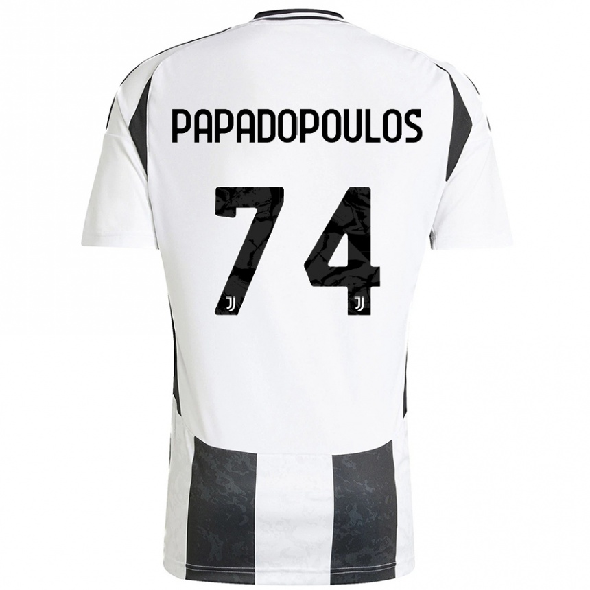 Gyermek Labdarúgás Christos Papadopoulos #74 Fehér Fekete Hazai Jersey 2024/25 Mez Póló Ing