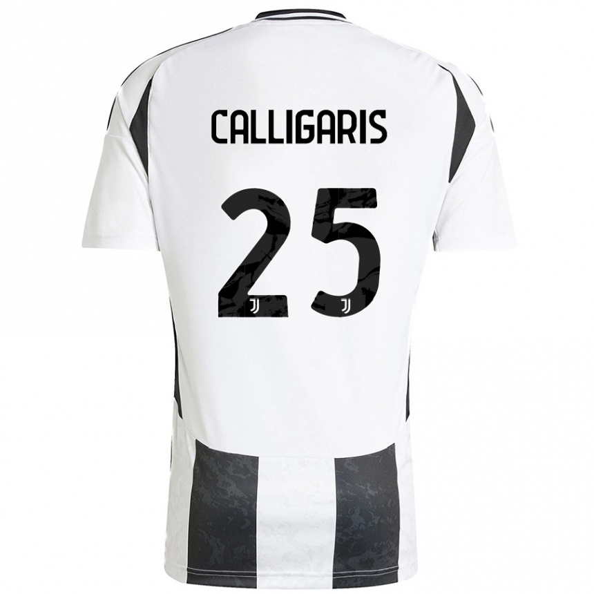 Gyermek Labdarúgás Viola Calligaris #25 Fehér Fekete Hazai Jersey 2024/25 Mez Póló Ing