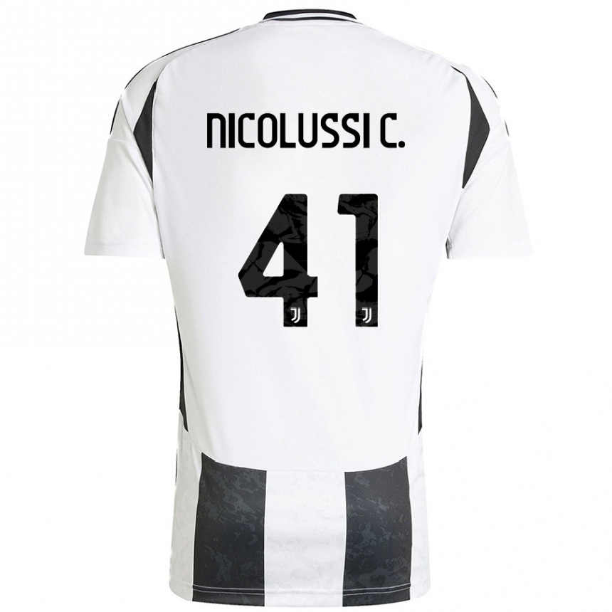 Gyermek Labdarúgás Hans Nicolussi Caviglia #41 Fehér Fekete Hazai Jersey 2024/25 Mez Póló Ing