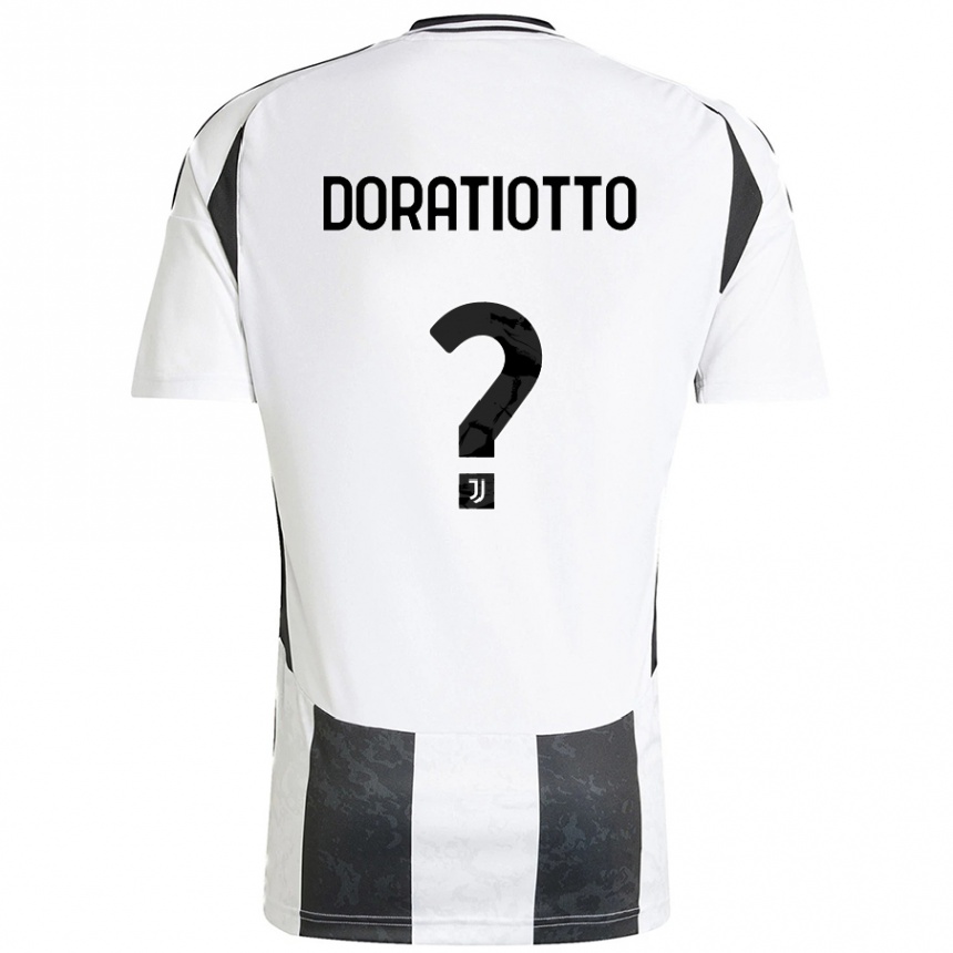 Gyermek Labdarúgás Giulio Doratiotto #0 Fehér Fekete Hazai Jersey 2024/25 Mez Póló Ing