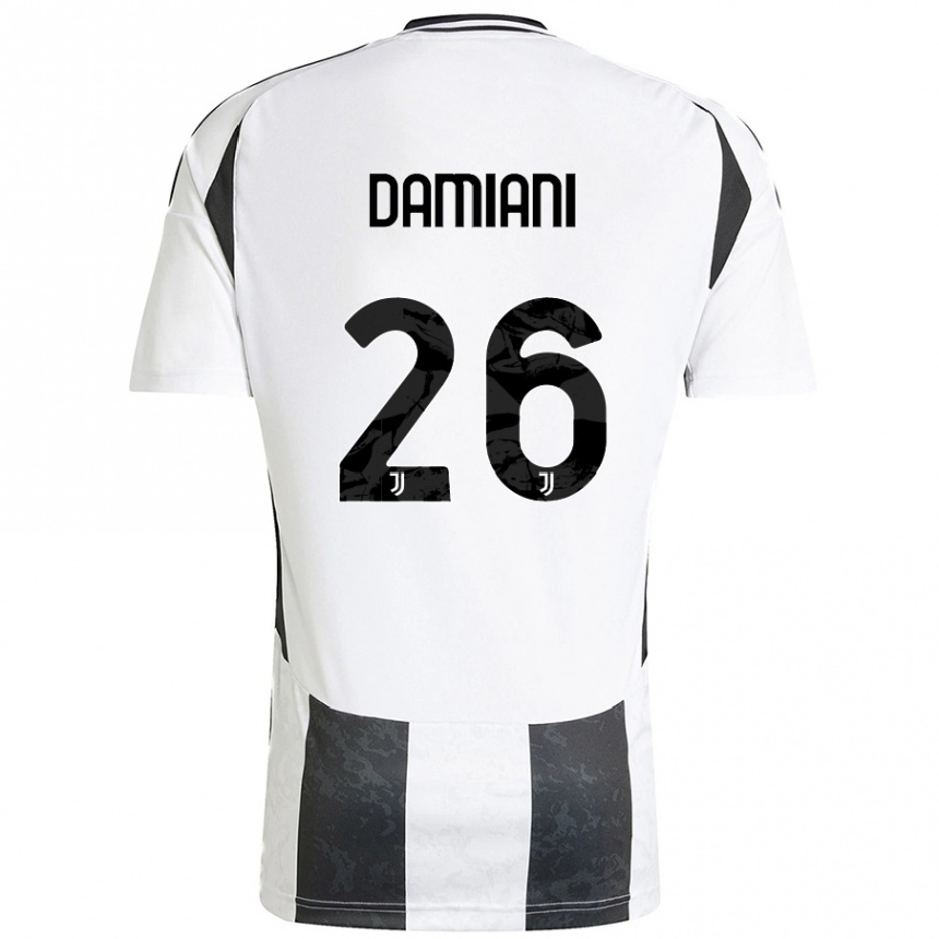 Gyermek Labdarúgás Samuele Damiani #26 Fehér Fekete Hazai Jersey 2024/25 Mez Póló Ing