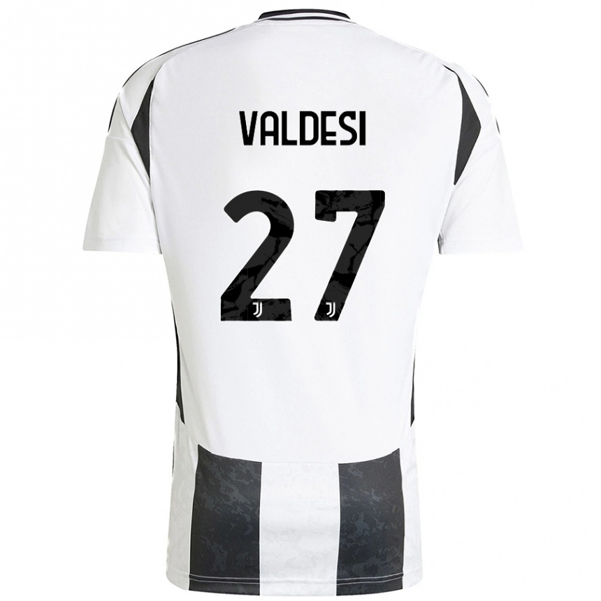 Gyermek Labdarúgás Andrea Valdesi #27 Fehér Fekete Hazai Jersey 2024/25 Mez Póló Ing