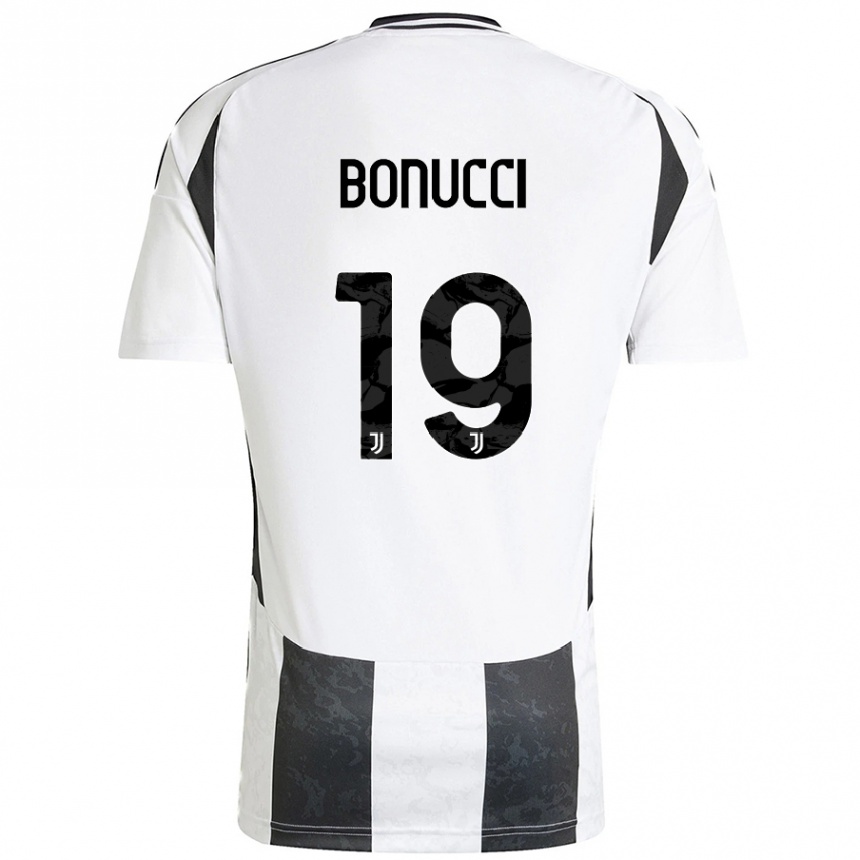 Gyermek Labdarúgás Leonardo Bonucci #19 Fehér Fekete Hazai Jersey 2024/25 Mez Póló Ing