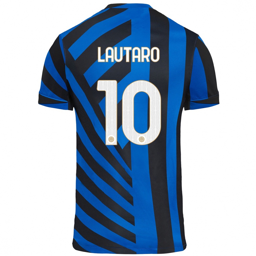 Gyermek Labdarúgás Lautaro Martinez #10 Kék Fekete Hazai Jersey 2024/25 Mez Póló Ing