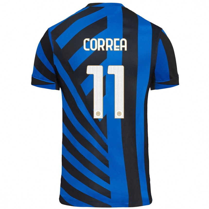 Gyermek Labdarúgás Joaquin Correa #11 Kék Fekete Hazai Jersey 2024/25 Mez Póló Ing