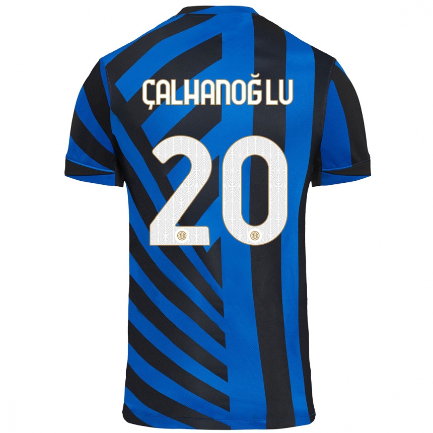 Gyermek Labdarúgás Hakan Calhanoglu #20 Kék Fekete Hazai Jersey 2024/25 Mez Póló Ing