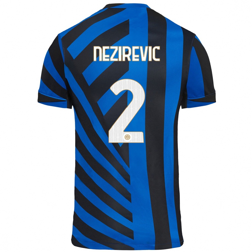 Gyermek Labdarúgás Alem Nezirevic #2 Kék Fekete Hazai Jersey 2024/25 Mez Póló Ing