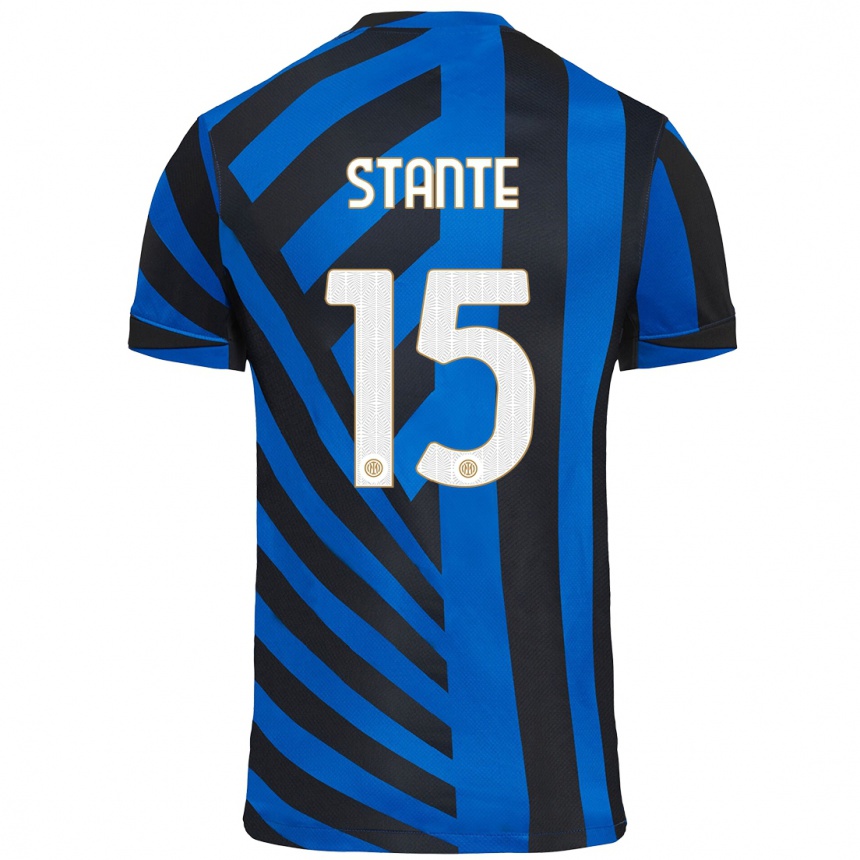 Gyermek Labdarúgás Francesco Stante #15 Kék Fekete Hazai Jersey 2024/25 Mez Póló Ing