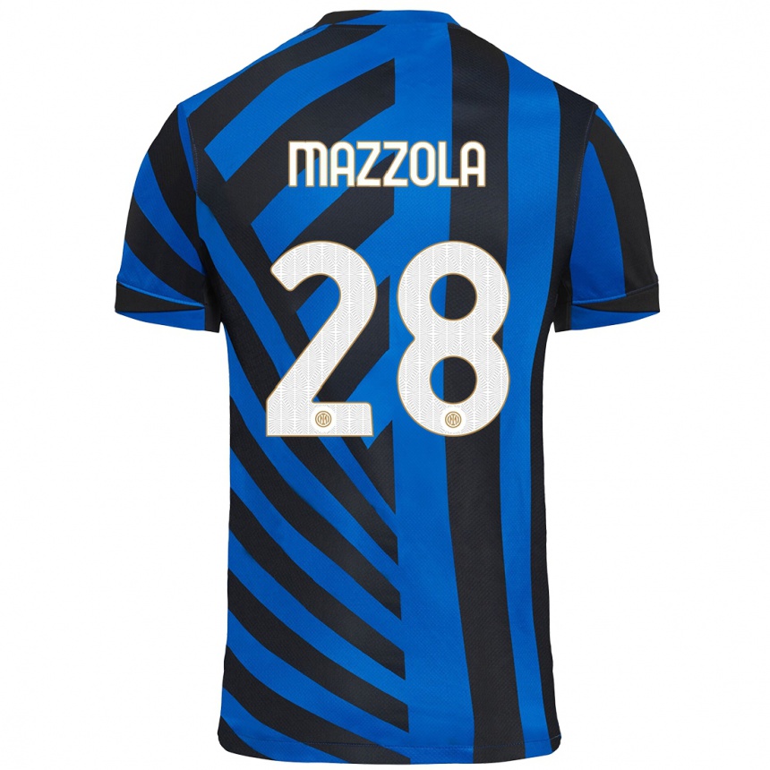 Gyermek Labdarúgás Giuseppe Mazzola #28 Kék Fekete Hazai Jersey 2024/25 Mez Póló Ing