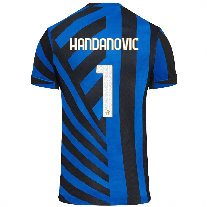 Gyermek Labdarúgás Samir Handanovic #1 Kék Fekete Hazai Jersey 2024/25 Mez Póló Ing