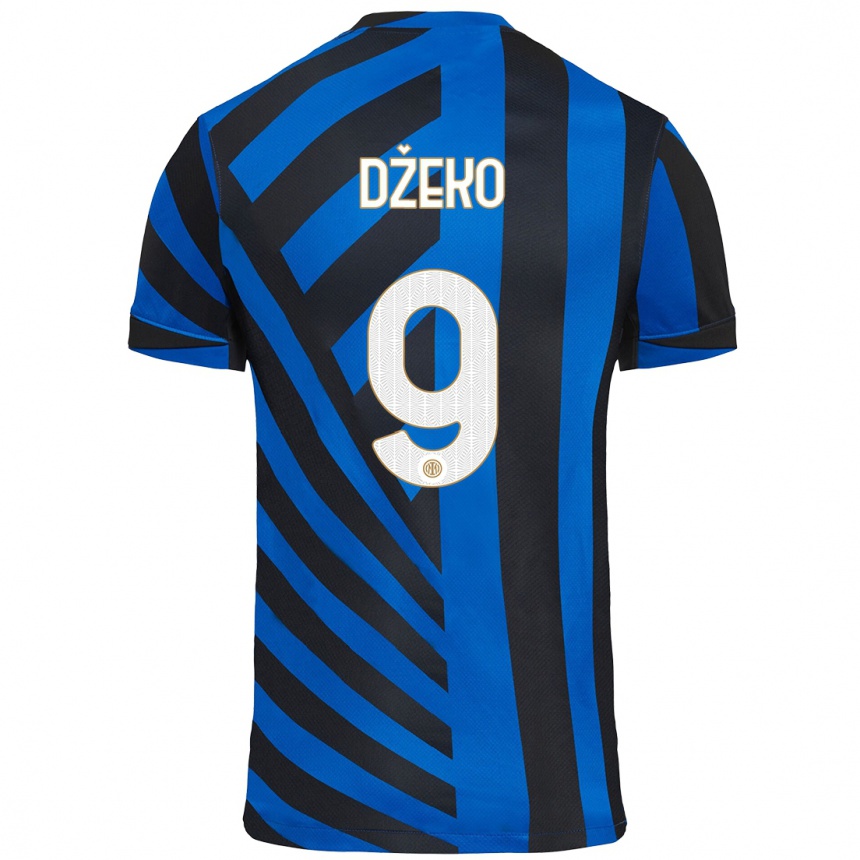 Gyermek Labdarúgás Edin Dzeko #9 Kék Fekete Hazai Jersey 2024/25 Mez Póló Ing