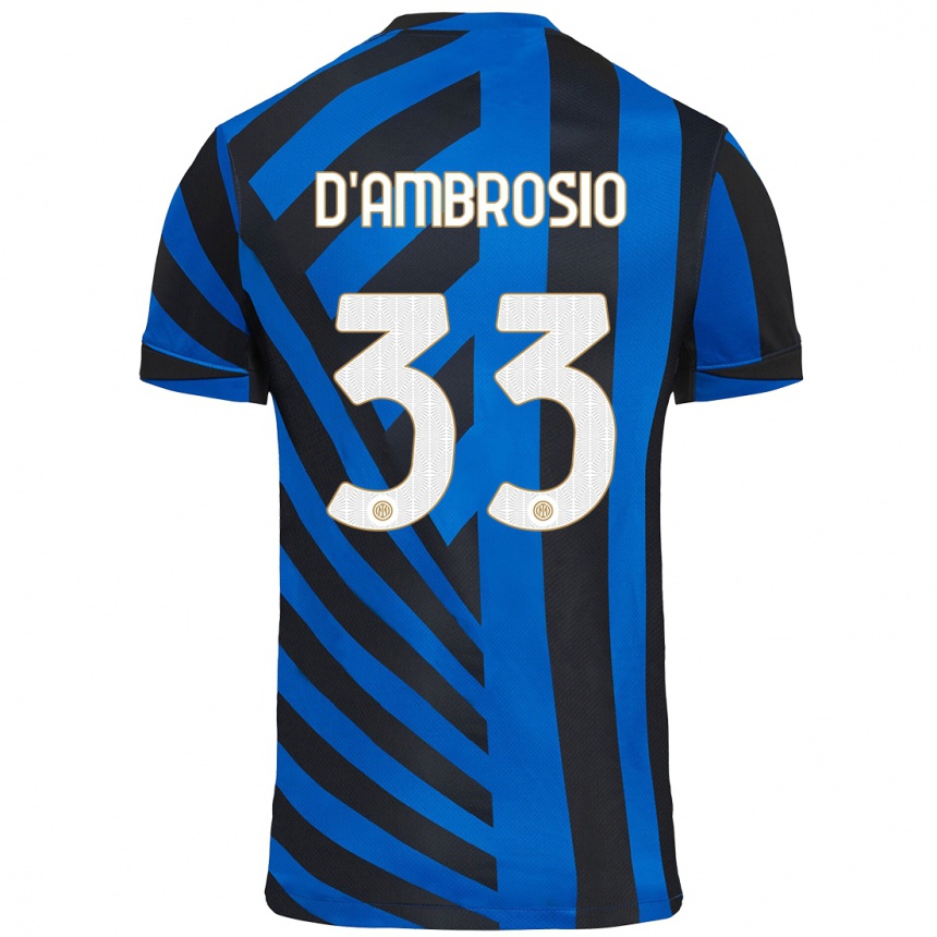 Gyermek Labdarúgás Danilo D'ambrosio #33 Kék Fekete Hazai Jersey 2024/25 Mez Póló Ing