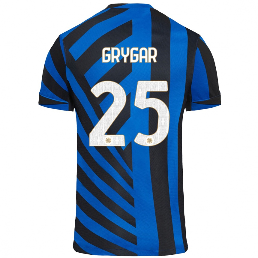 Gyermek Labdarúgás Samuel Grygar #25 Kék Fekete Hazai Jersey 2024/25 Mez Póló Ing