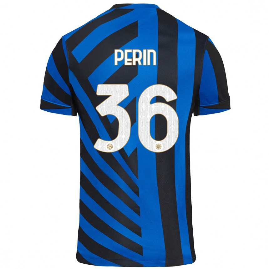 Gyermek Labdarúgás Nicolo Perin #36 Kék Fekete Hazai Jersey 2024/25 Mez Póló Ing