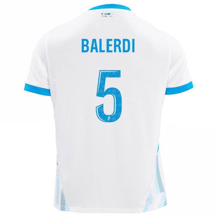 Gyermek Labdarúgás Leonardo Balerdi #5 Fehér Ég Kék Hazai Jersey 2024/25 Mez Póló Ing