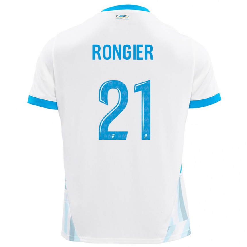 Gyermek Labdarúgás Valentin Rongier #21 Fehér Ég Kék Hazai Jersey 2024/25 Mez Póló Ing