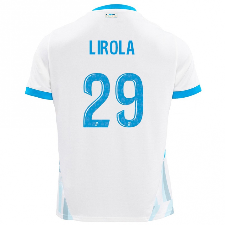 Gyermek Labdarúgás Pol Lirola #29 Fehér Ég Kék Hazai Jersey 2024/25 Mez Póló Ing