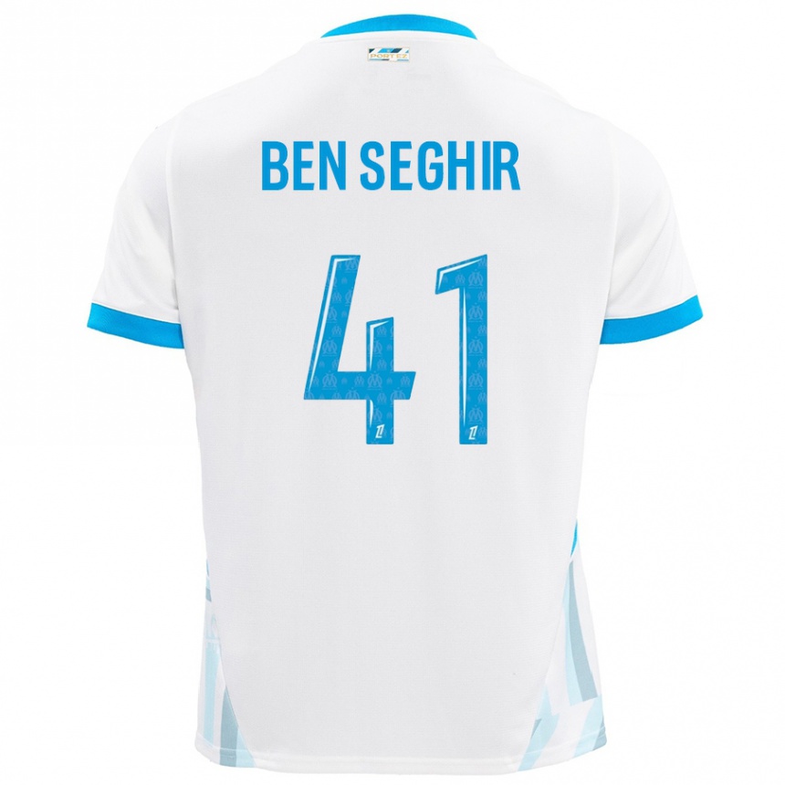 Gyermek Labdarúgás Salim Ben Seghir #41 Fehér Ég Kék Hazai Jersey 2024/25 Mez Póló Ing