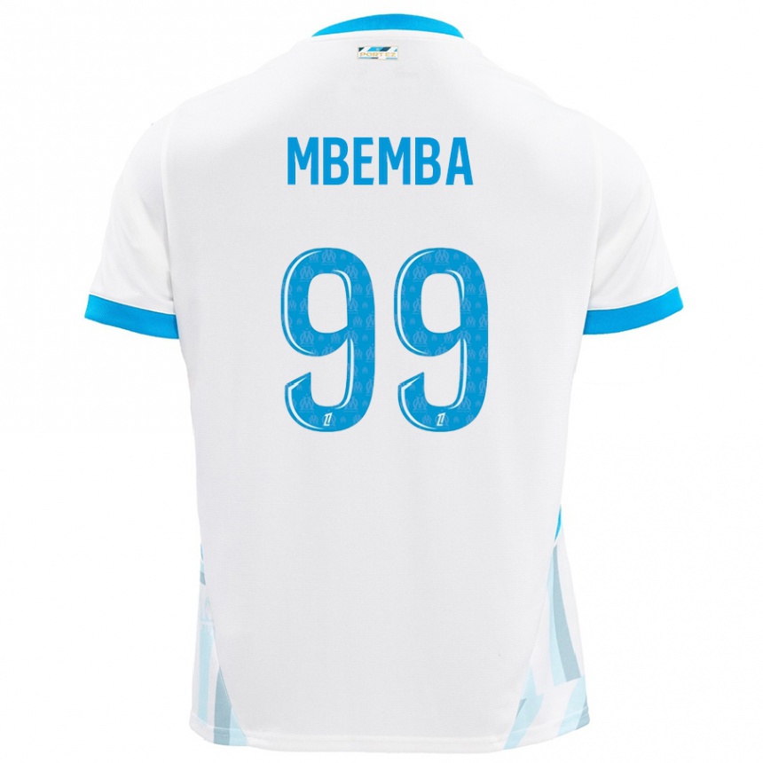 Gyermek Labdarúgás Chancel Mbemba #99 Fehér Ég Kék Hazai Jersey 2024/25 Mez Póló Ing