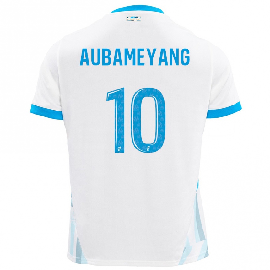 Gyermek Labdarúgás Pierre-Emerick Aubameyang #10 Fehér Ég Kék Hazai Jersey 2024/25 Mez Póló Ing