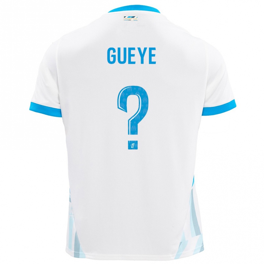 Gyermek Labdarúgás Daouda Gueye #0 Fehér Ég Kék Hazai Jersey 2024/25 Mez Póló Ing