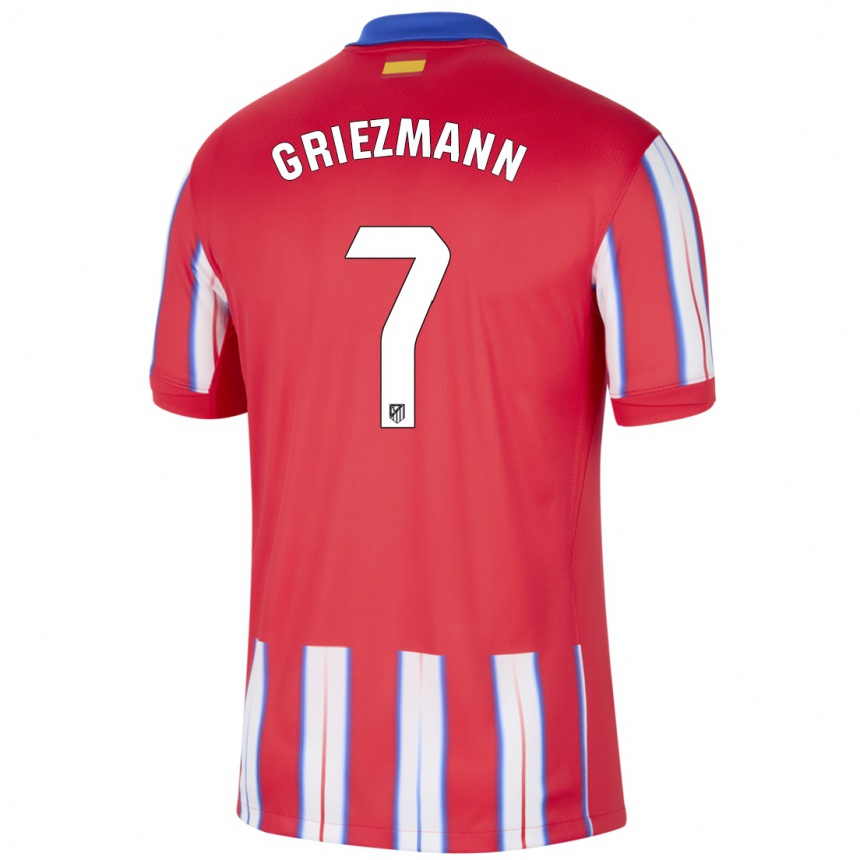 Gyermek Labdarúgás Antoine Griezmann #7 Piros Fehér Kék Hazai Jersey 2024/25 Mez Póló Ing