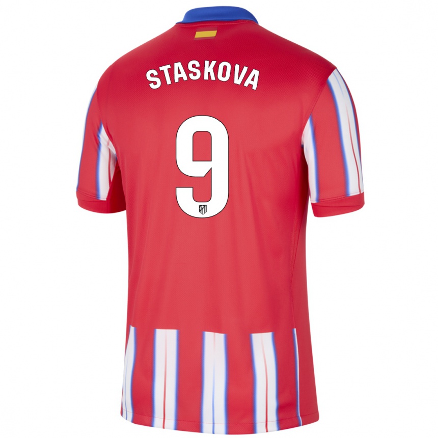 Gyermek Labdarúgás Andrea Staskova #9 Piros Fehér Kék Hazai Jersey 2024/25 Mez Póló Ing