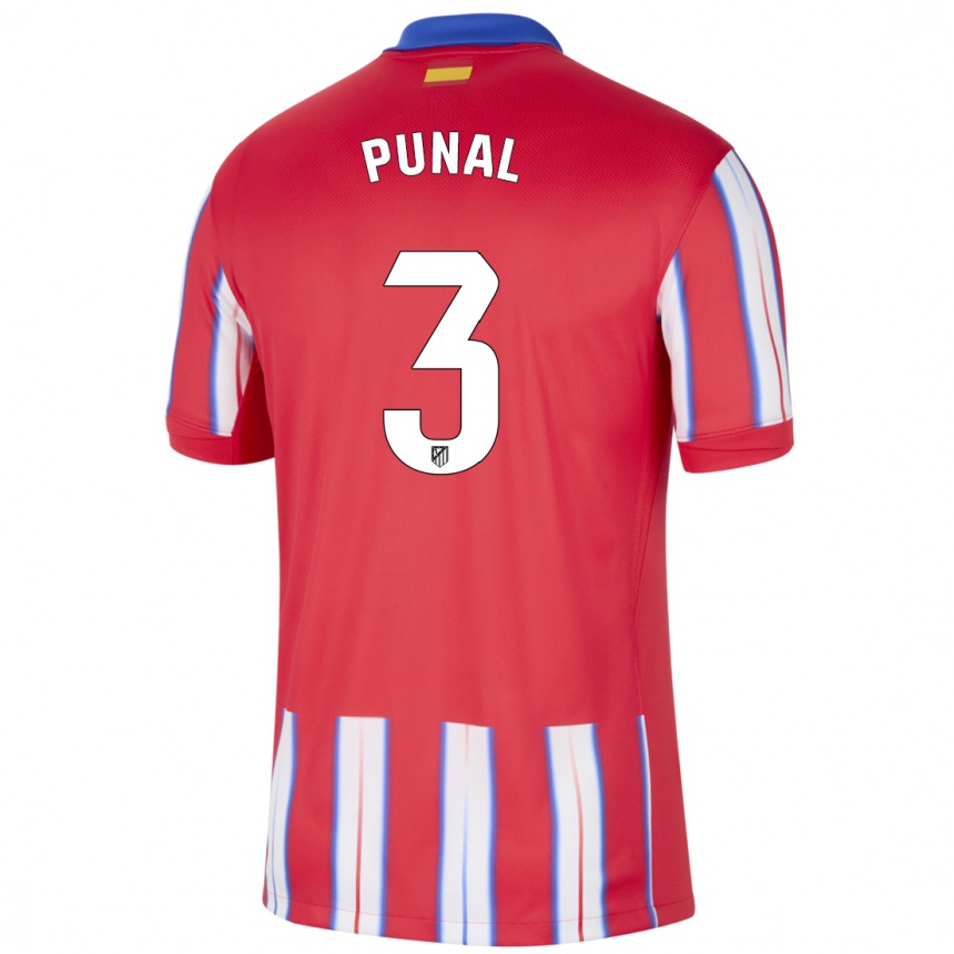 Gyermek Labdarúgás Aitor Punal #3 Piros Fehér Kék Hazai Jersey 2024/25 Mez Póló Ing