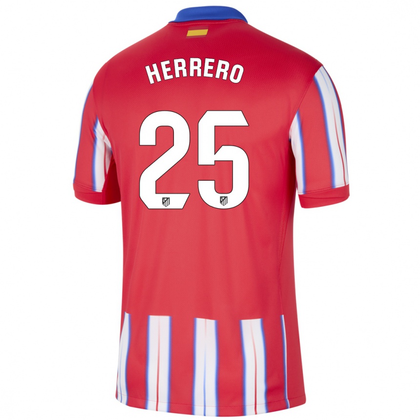 Gyermek Labdarúgás Alex Herrero #25 Piros Fehér Kék Hazai Jersey 2024/25 Mez Póló Ing