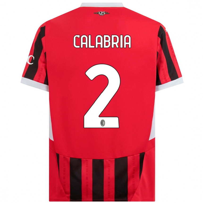 Gyermek Labdarúgás Davide Calabria #2 Piros Fekete Hazai Jersey 2024/25 Mez Póló Ing