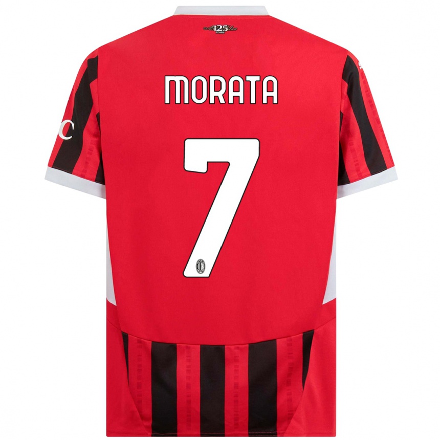 Gyermek Labdarúgás Alvaro Morata #7 Piros Fekete Hazai Jersey 2024/25 Mez Póló Ing