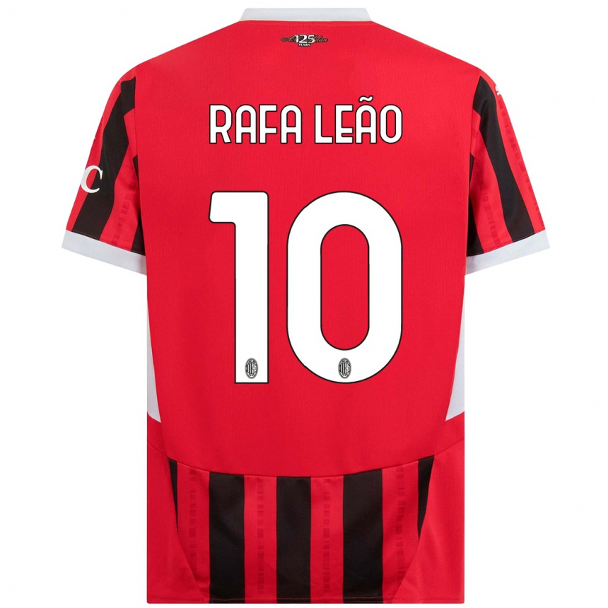 Gyermek Labdarúgás Rafael Leao #10 Piros Fekete Hazai Jersey 2024/25 Mez Póló Ing