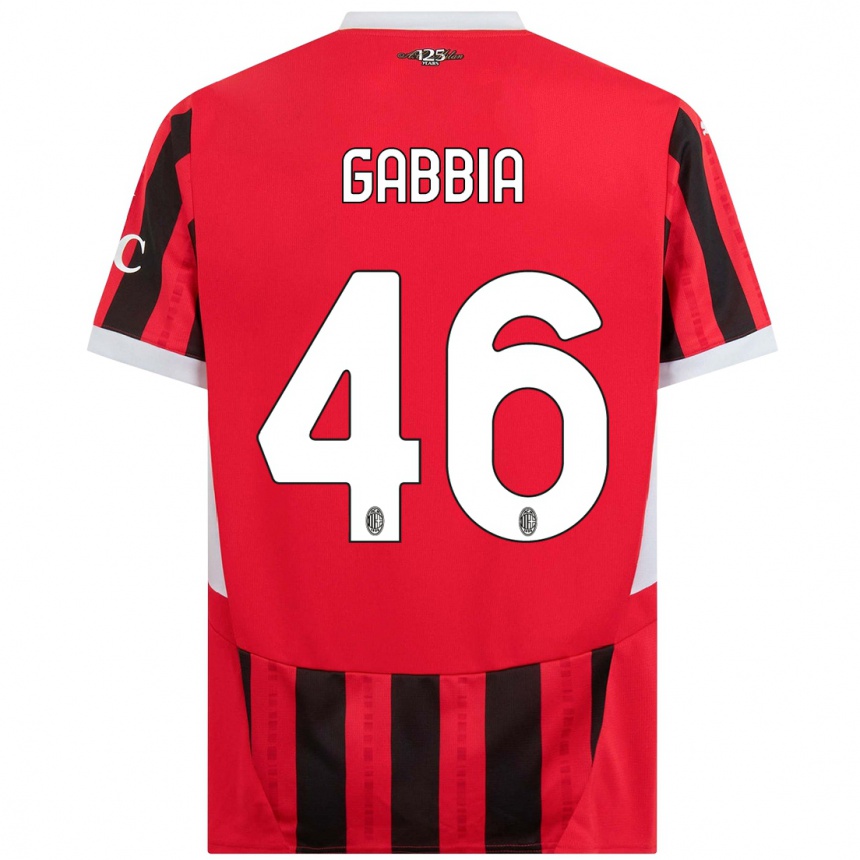 Gyermek Labdarúgás Matteo Gabbia #46 Piros Fekete Hazai Jersey 2024/25 Mez Póló Ing