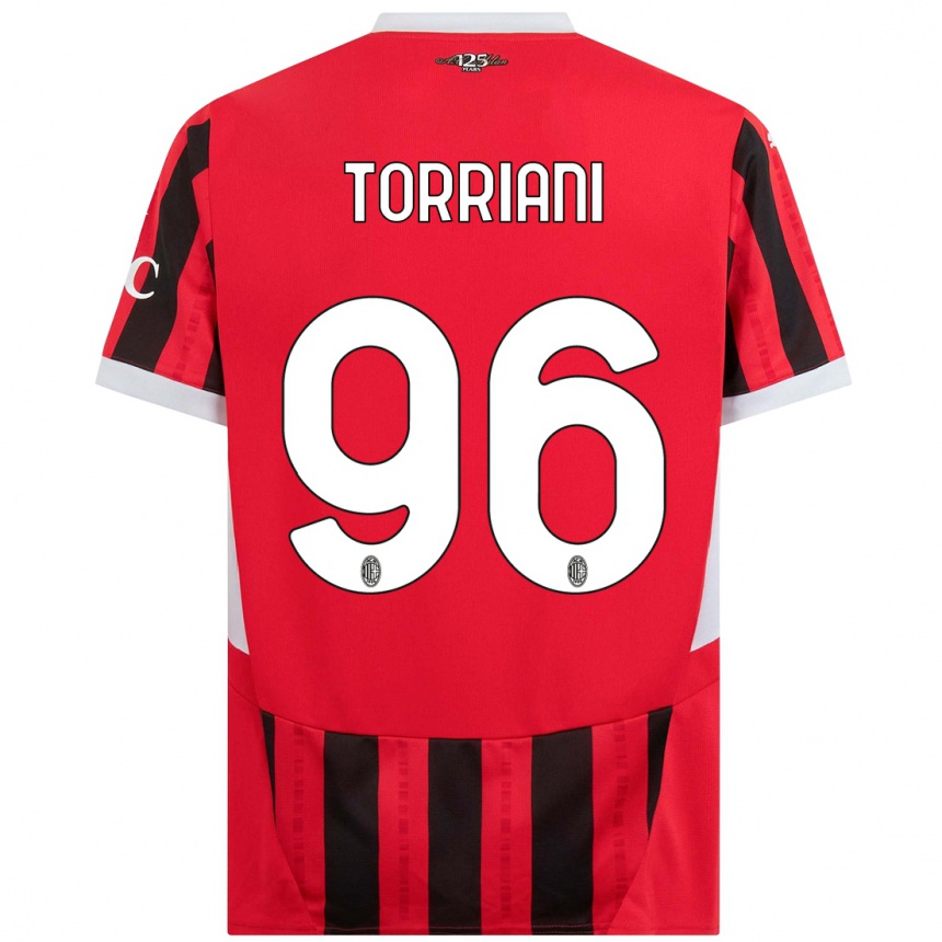 Gyermek Labdarúgás Lorenzo Torriani #96 Piros Fekete Hazai Jersey 2024/25 Mez Póló Ing